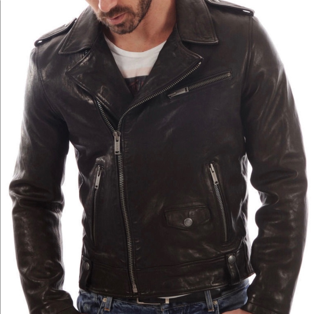 Men’s NF Leather Black Motorcycle Jacket